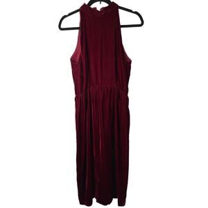 Vintage Velvet Dress Womens 8 Mid Length High Collar Sleeveless Midi Evening